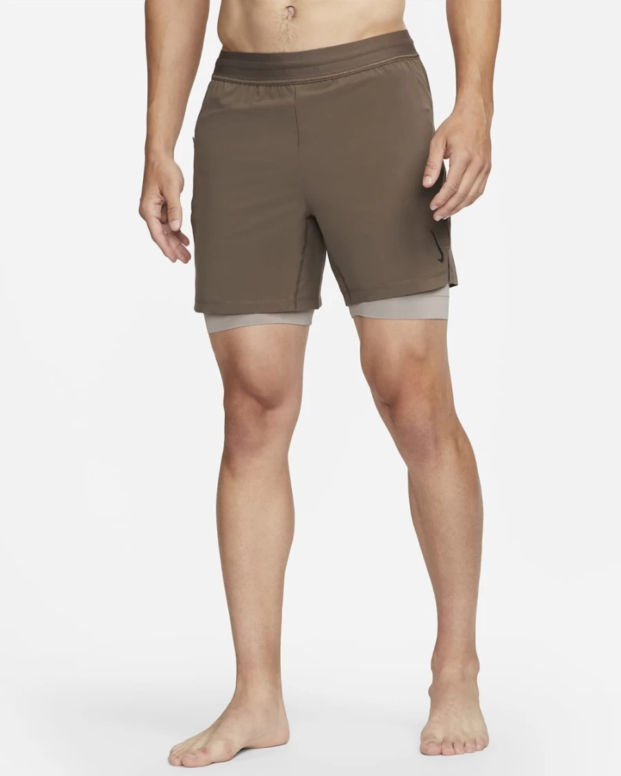 Nike Men's Ironstone/Moon Fossil 2-in-1 Yoga Shorts for Training & Workouts