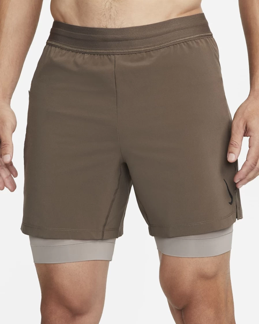 Nike Men's Ironstone/Moon Fossil 2-in-1 Yoga Shorts for Training & Workouts