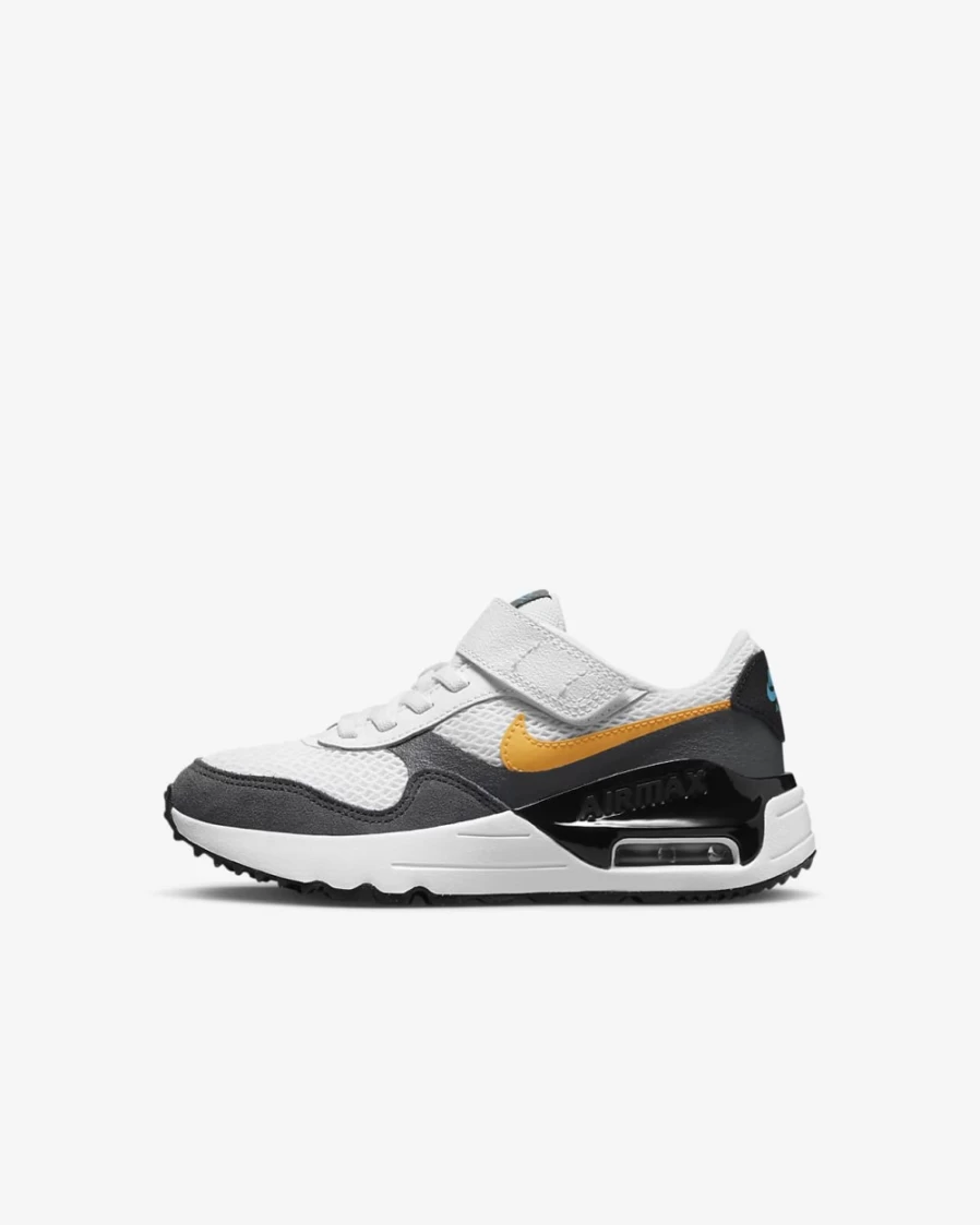 Nike Air Max SYSTM Kids' Shoes for Boys & Girls - White, Iron Grey, Blue Lightning, Laser Orange