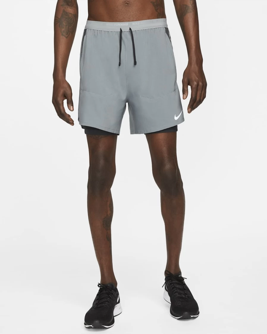 Nike Dri-FIT Stride Men's 7" 2-in-1 Running Shorts in Smoke Grey/Dark Smoke Grey/Black