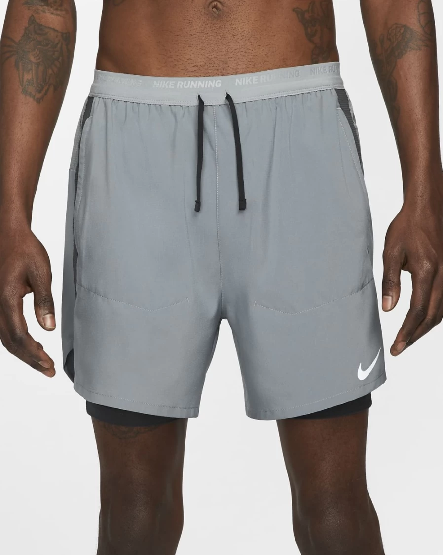 Nike Dri-FIT Stride Men's 7" 2-in-1 Running Shorts in Smoke Grey/Dark Smoke Grey/Black
