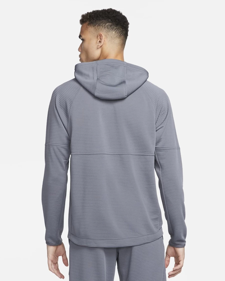 Nike Pro Dri-FIT Men's Fleece Pullover Hoodie - Iron Grey/Black - Moisture-Wicking Workout Top