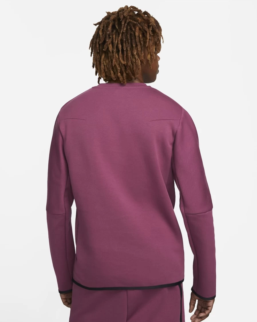 Nike Men's Tech Fleece Crew Sweatshirt - Rosewood/Black, Comfortable & Lightweight Sportswear