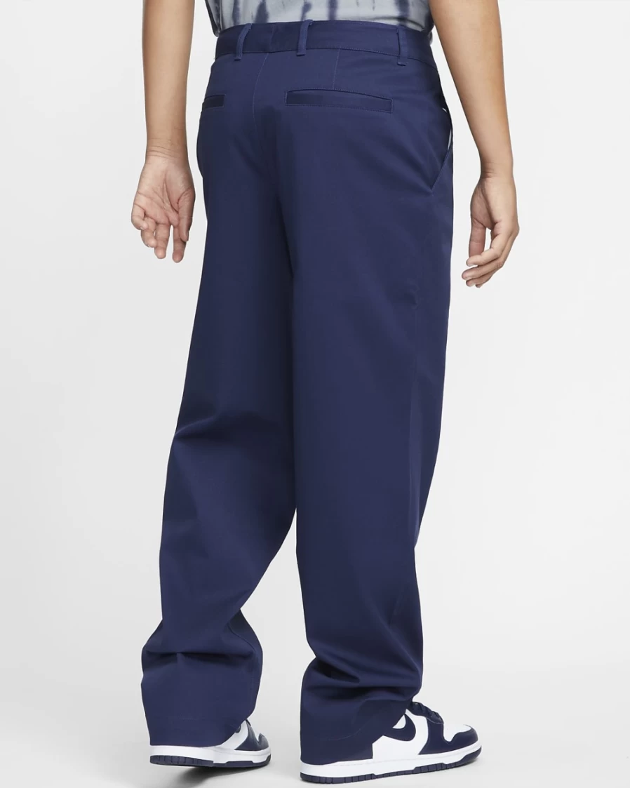 Nike Men's Cotton Chino Pants - Midnight Navy/White, Comfortable Unlined Casual Trousers