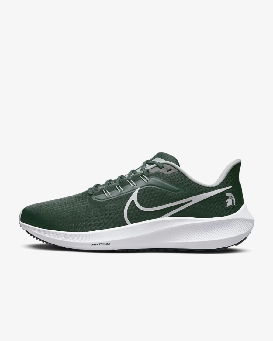 Nike Pegasus 39 Men's Road Running Shoes - Pro Green, Team Pewter, White (Michigan State Edition)