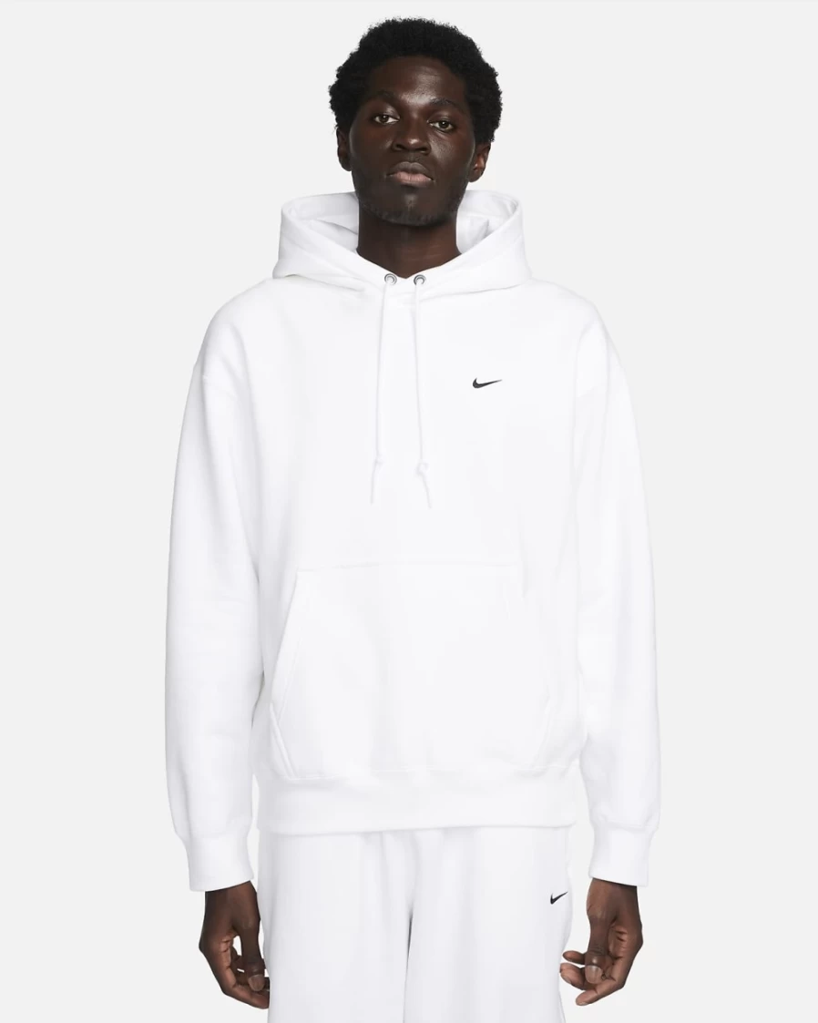 Nike Men's Solo Swoosh Fleece Pullover Hoodie - White/Black
