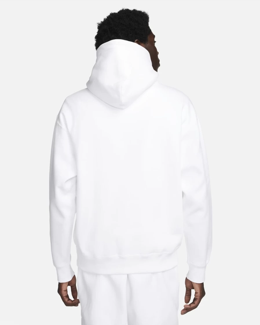 Nike Men's Solo Swoosh Fleece Pullover Hoodie - White/Black