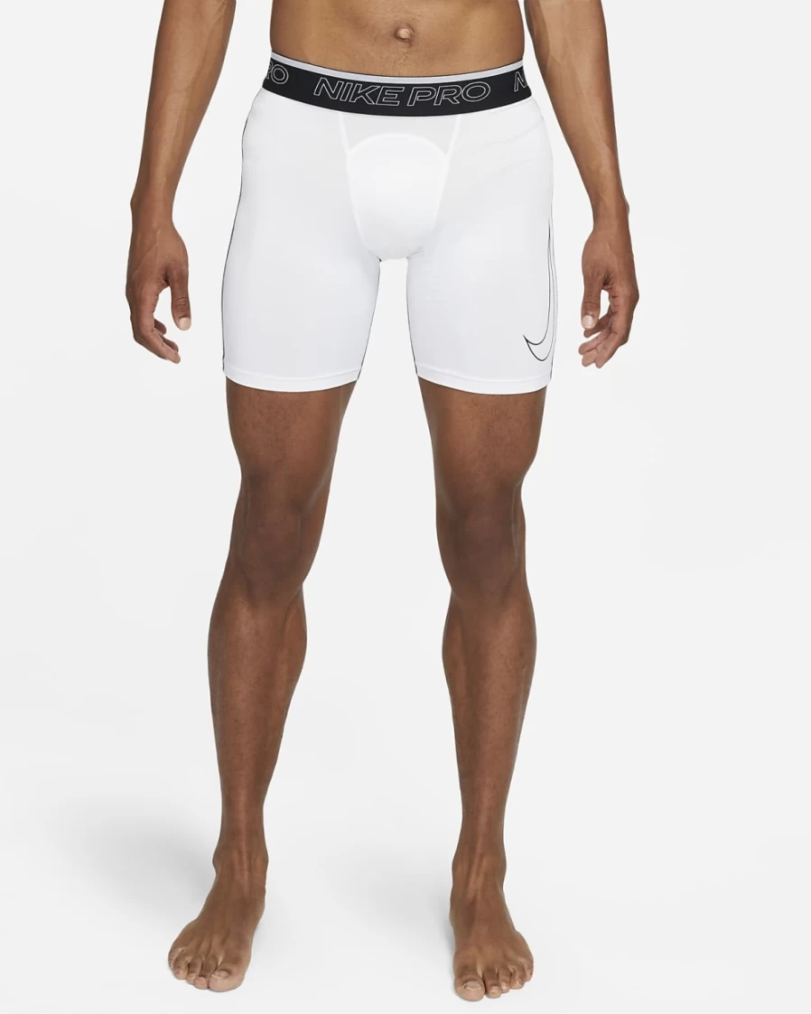 Nike Pro Dri-FIT Men's Training Shorts - White/Black/Black - Moisture-Wicking & Breathable