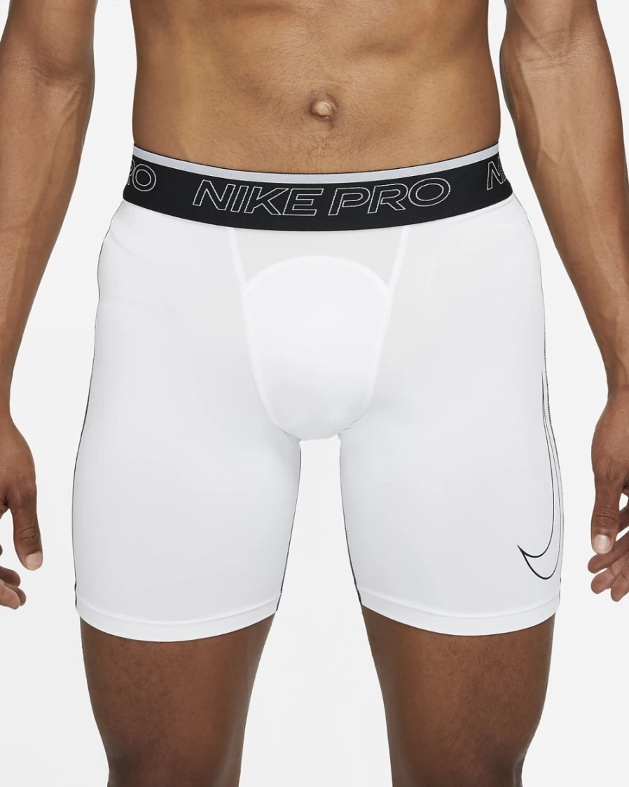 Nike Pro Dri-FIT Men's Training Shorts - White/Black/Black - Moisture-Wicking & Breathable