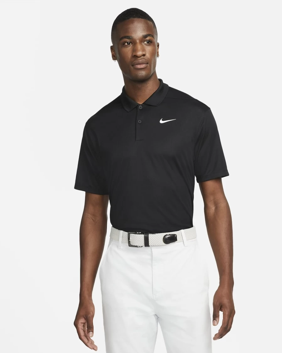 Nike Dri-FIT Victory Men's Golf Polo Shirt - Black/White, Moisture-Wicking, Breathable Performance Top