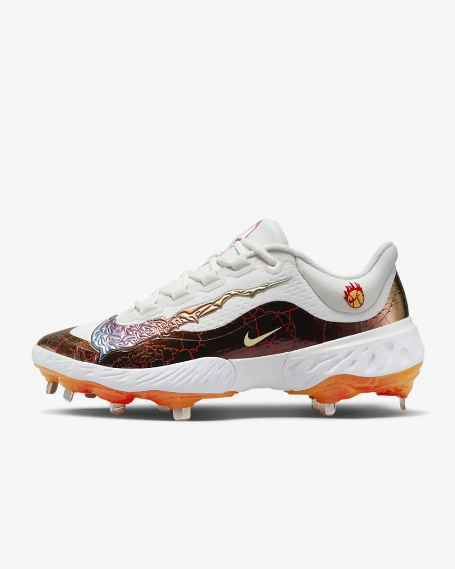 Nike Alpha Huarache Elite 4 Low NRG Baseball Cleats for Men - White/Phantom/Laser Orange/Light Crimson