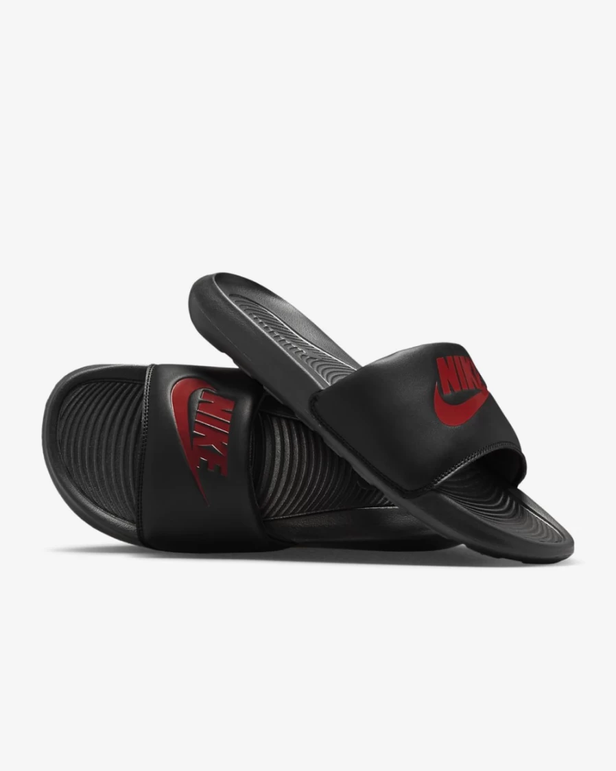 Nike Victori One Slides for Men - Black/Black/University Red Athletic Sandals
