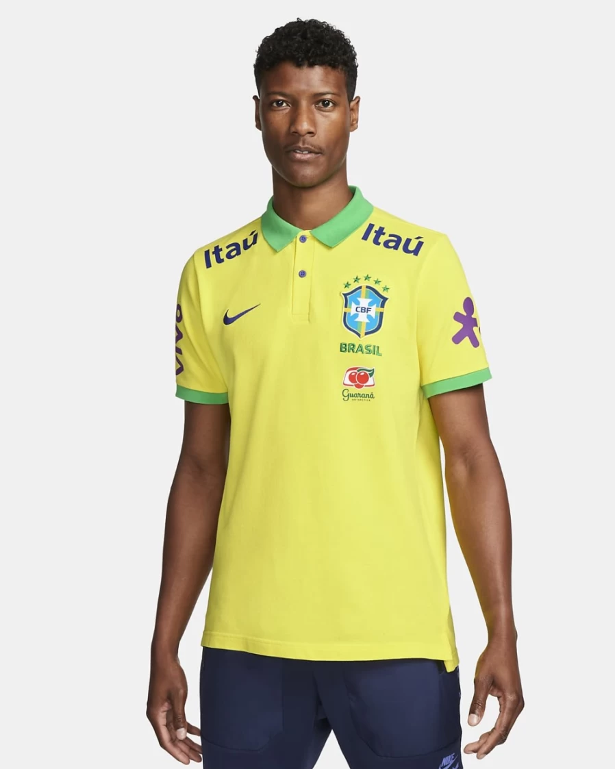 Nike Men's Polo Shirt - Dynamic Yellow, Green Spark, Paramount Blue - Brazil Collection