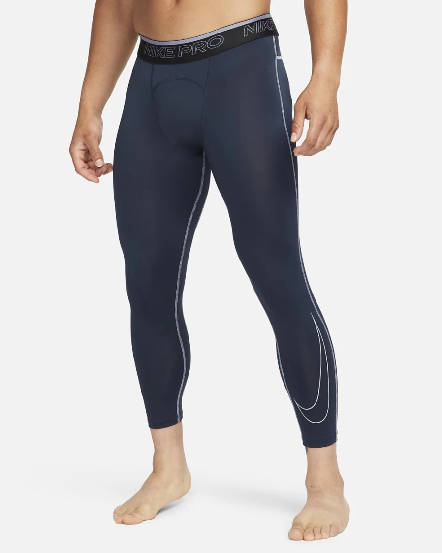 Nike Pro Dri-FIT Men's 3/4 Tights - Obsidian/Iron Purple Performance Workout Leggings