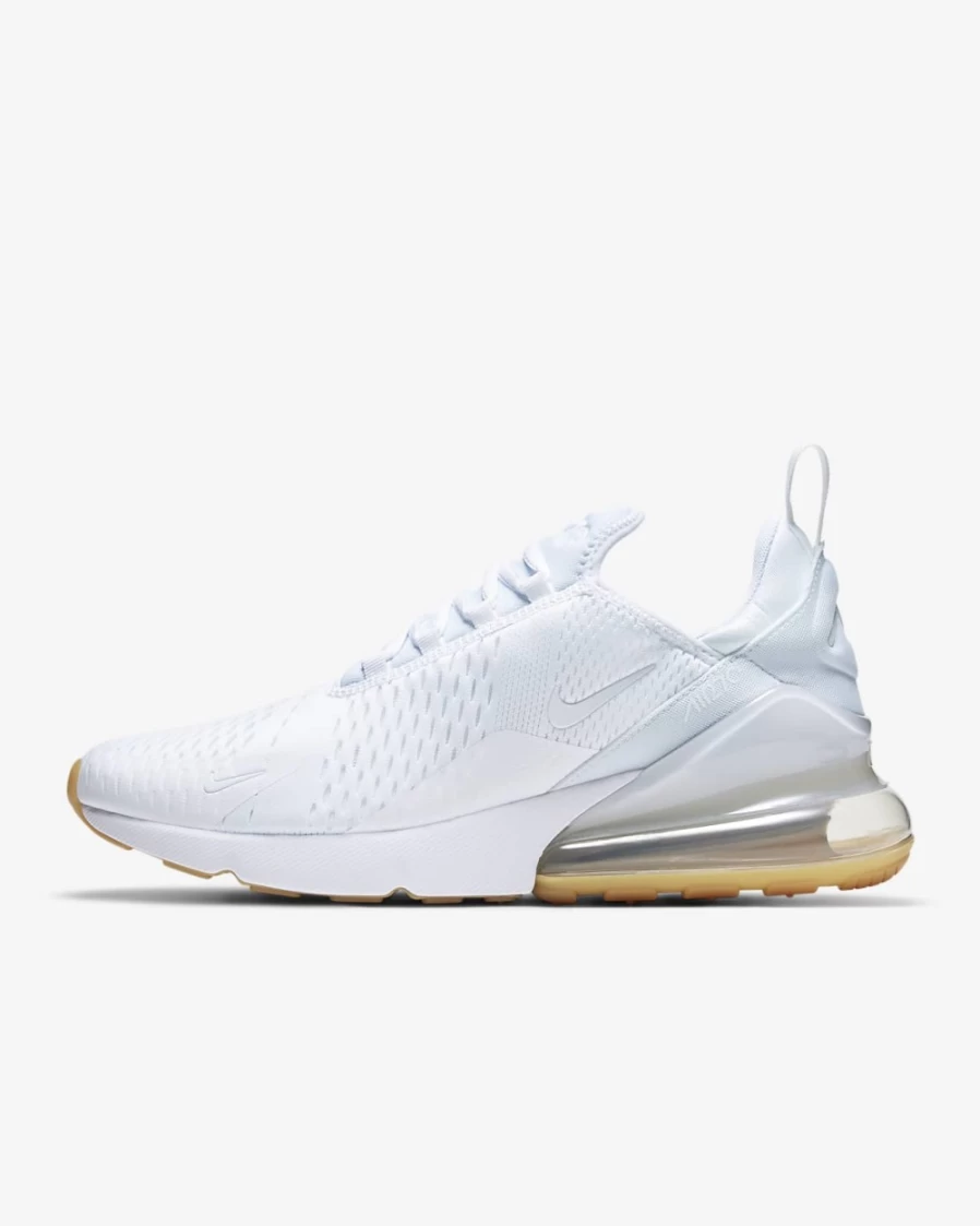 Nike Air Max 270 Men's Sneakers in White/Gum Light Brown/White - Running Shoes for Men