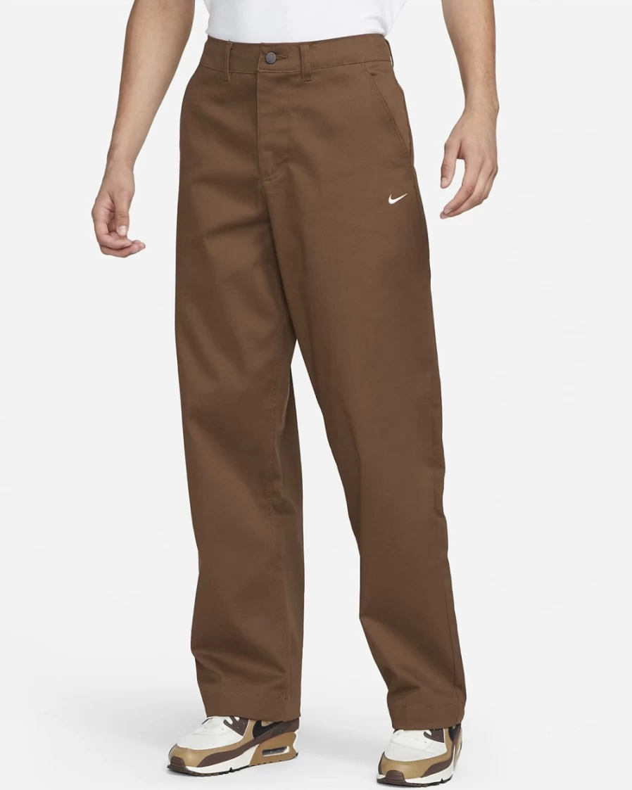 Nike Men's Cacao Wow/White Cotton Chino Pants - Unlined Comfort Fit