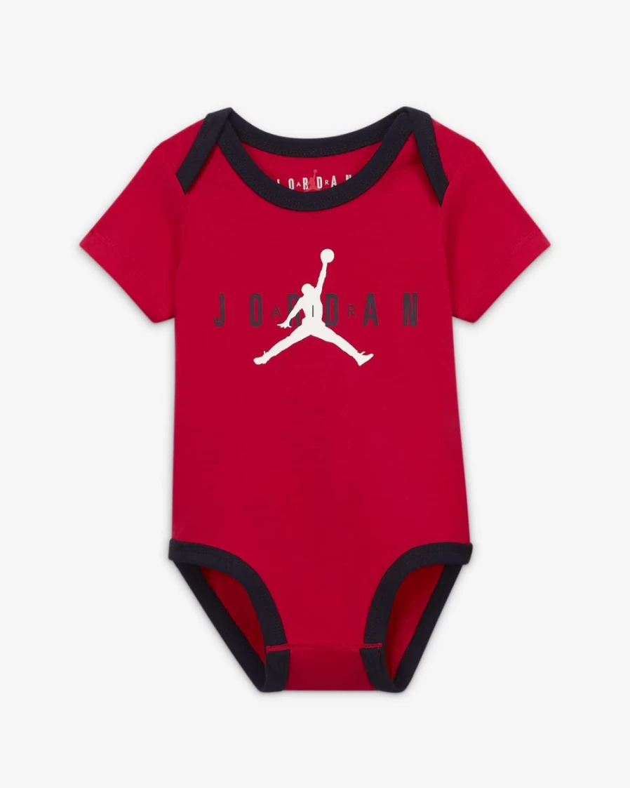 Nike Jordan Milestone Baby Bodysuit 3-Pack (0-9 Months) - White/White/Red for Boys & Girls