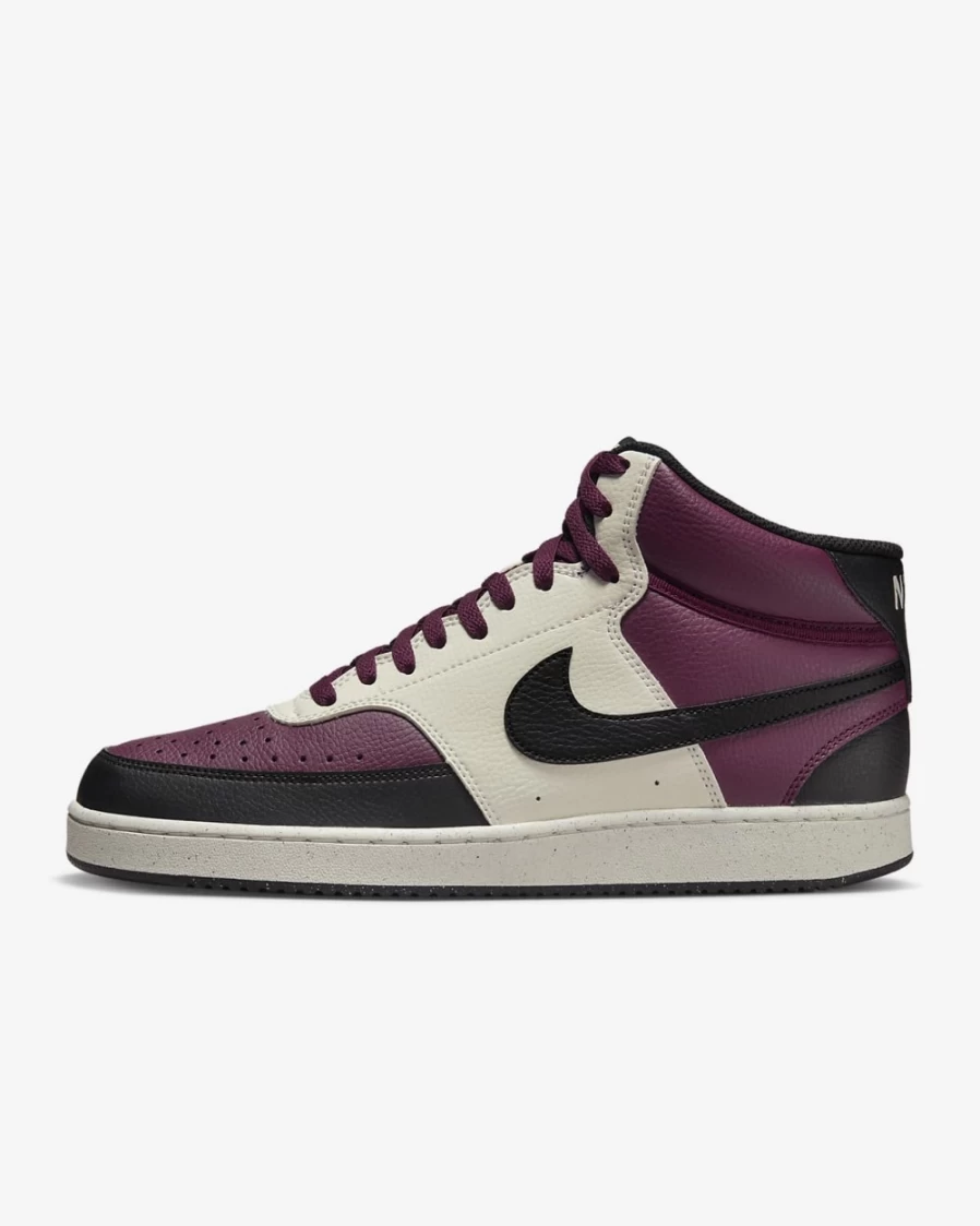 Nike Court Vision Mid Next Nature Men's Basketball Shoes - Dark Beetroot/Sail/Black