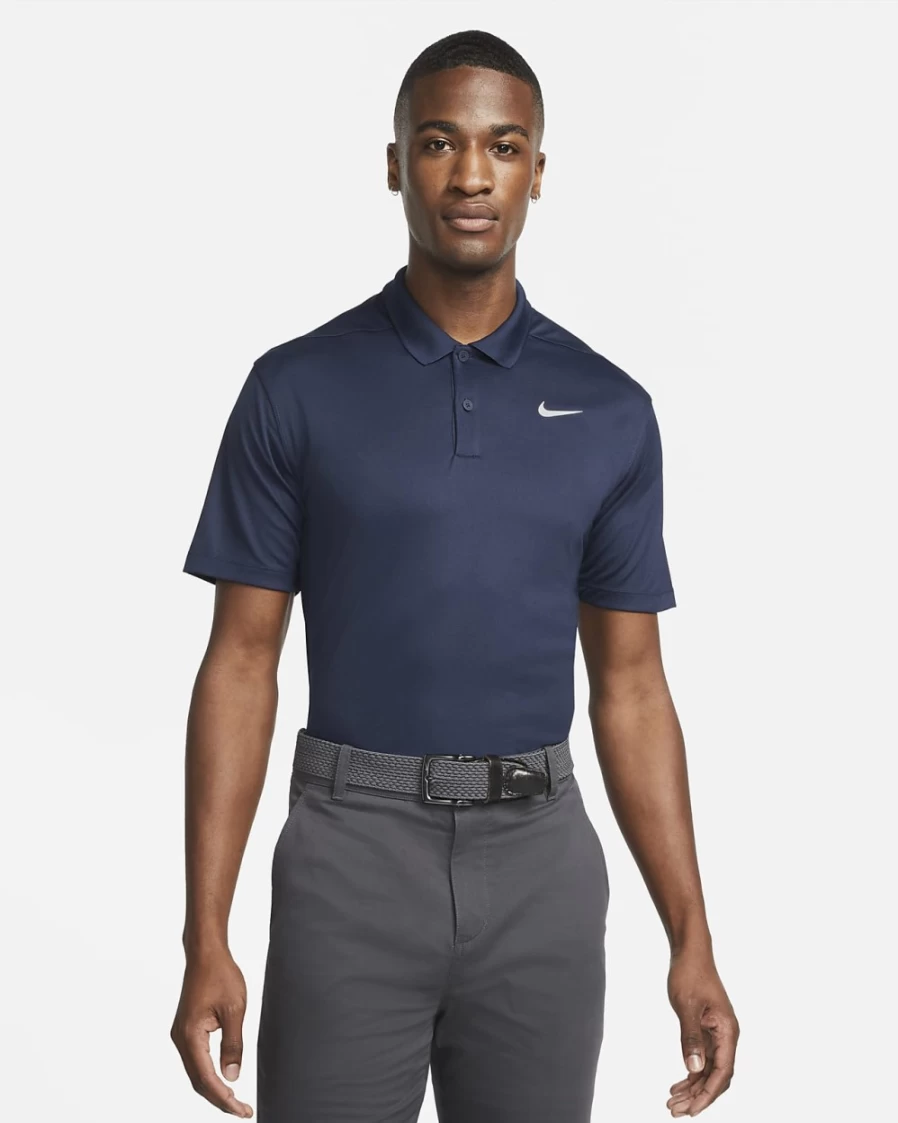 Nike Men's Dri-FIT Victory Golf Polo Shirt - Obsidian/White, Moisture-Wicking, Breathable Performance Top