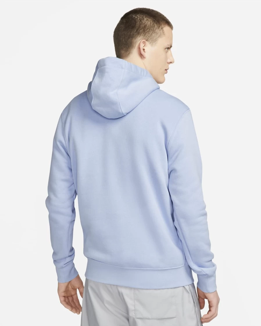 Nike Men's Club Fleece Pullover Hoodie - Cobalt Bliss & White Comfort Fit Sweatshirt