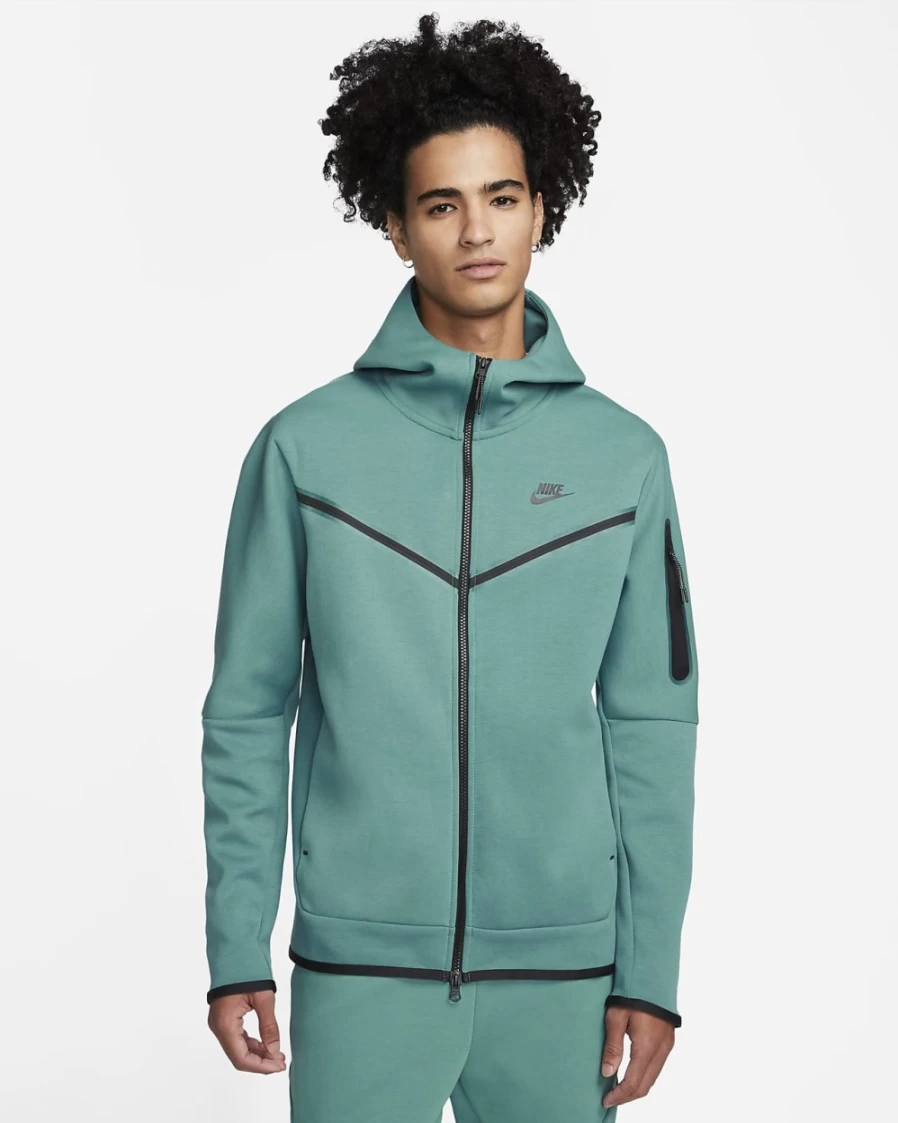 Nike Men's Tech Fleece Full-Zip Hoodie - Mineral Teal/Black | Lightweight & Warm