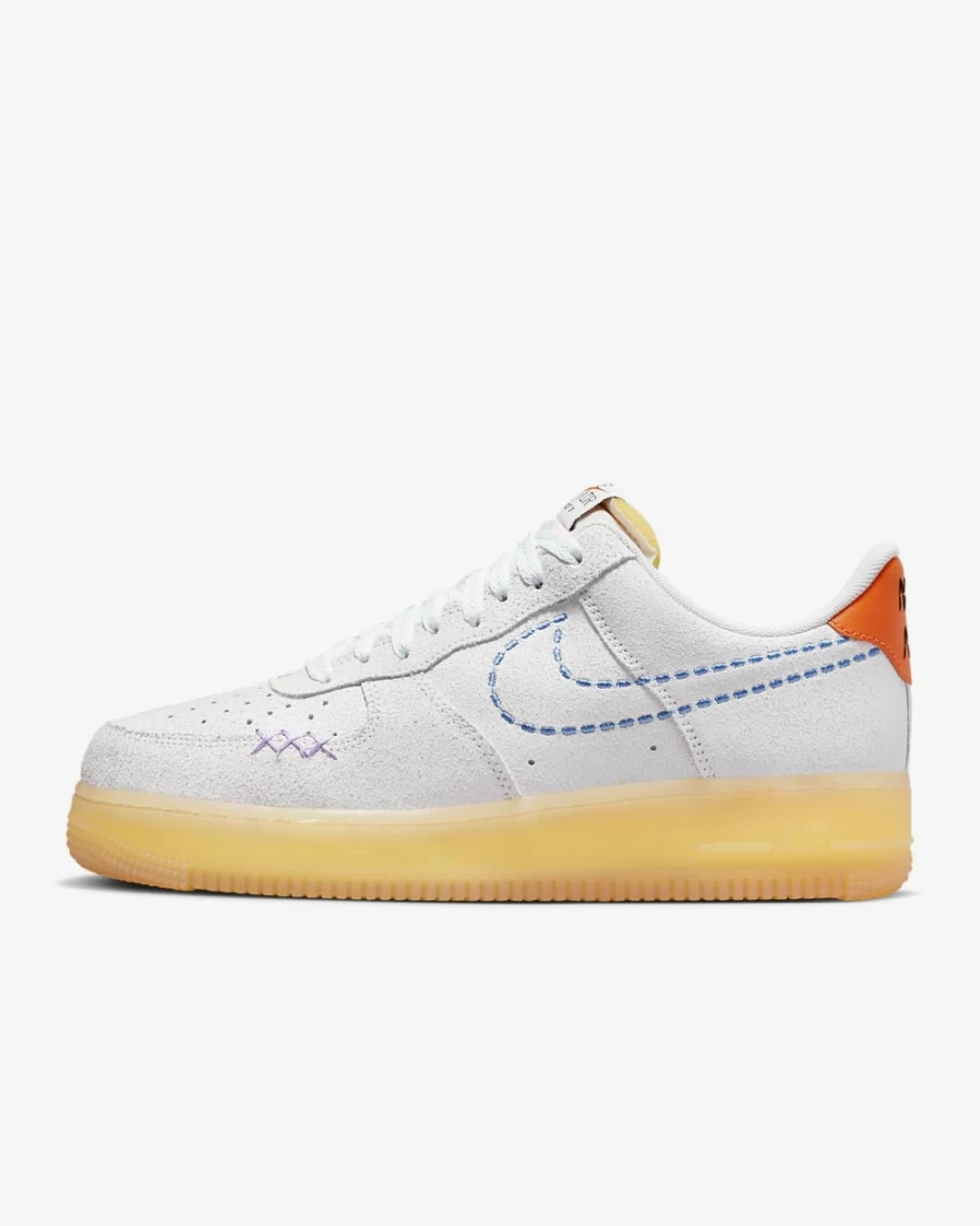 Nike Air Force 1 '07 LV8 Men's Shoes - White/Safety Orange/Lilac/University Blue