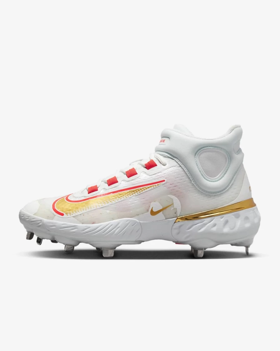 Nike Alpha Huarache Elite 4 Mid Baseball Cleats for Men - Summit White/White/Bright Crimson