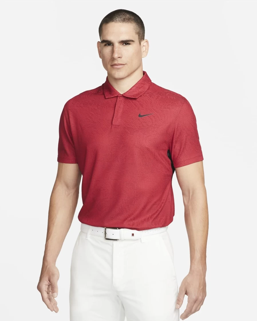 Nike Dri-FIT ADV Tiger Woods Men's Golf Polo Shirt - Gym Red/Team Red/Black, Moisture-Wicking, Performance Fit