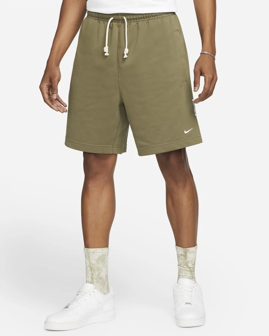 Nike Dri-FIT Men's 8" Basketball Shorts in Medium Olive/Pale Ivory - French Terry Comfort & Style
