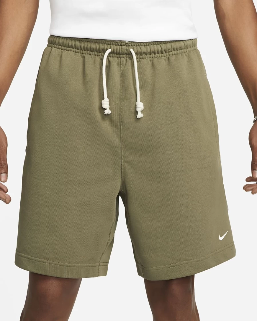 Nike Dri-FIT Men's 8" Basketball Shorts in Medium Olive/Pale Ivory - French Terry Comfort & Style