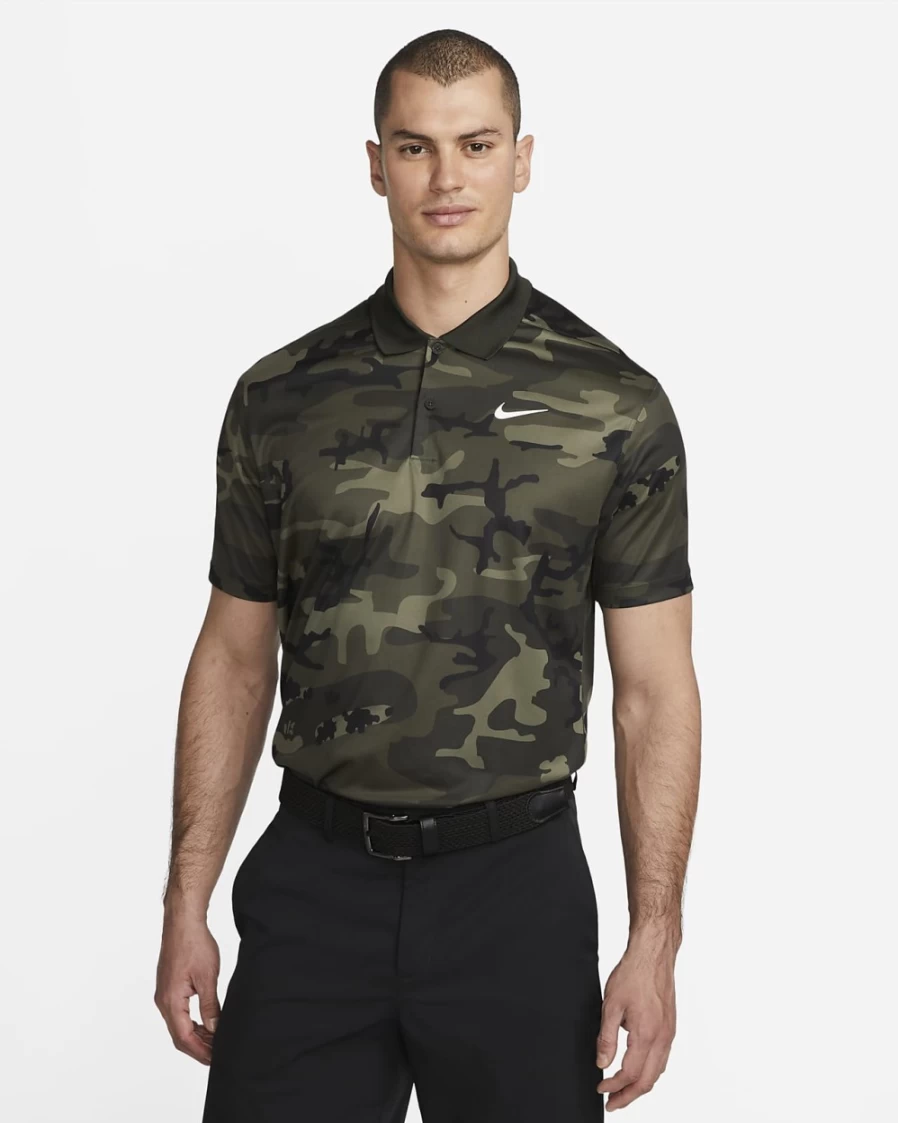 Nike Dri-FIT Victory+ Men's Golf Polo - Sequoia/Cargo Khaki/White Camo Performance Shirt
