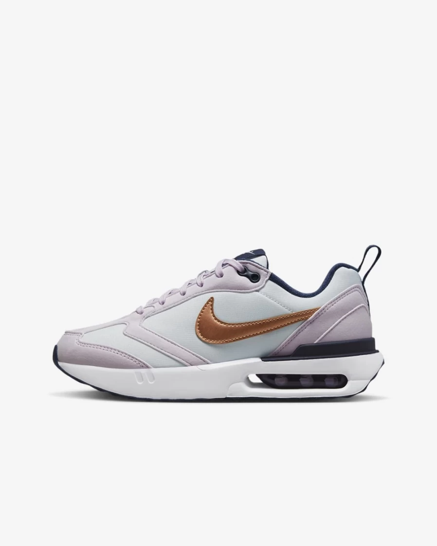 Nike Air Max Dawn Big Kids' Shoes for Boys & Girls - Pure Platinum/Barely Grape/Midnight Navy/Metallic Copper