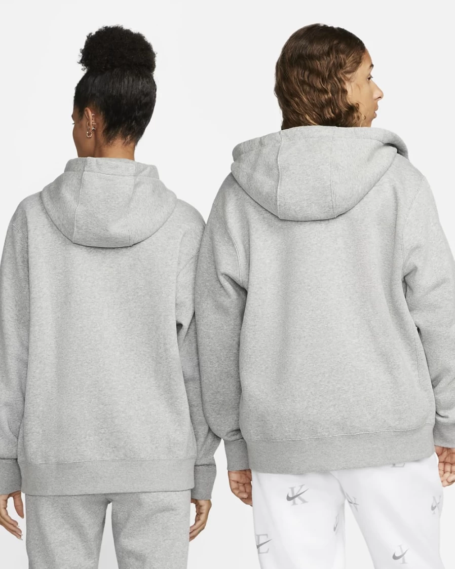 Nike Men's Club Fleece Full-Zip Hoodie - Dark Grey Heather, Matte Silver, White