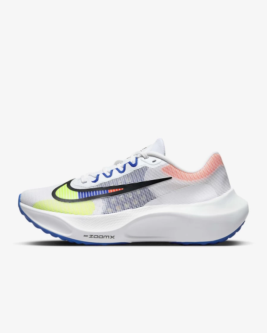 Nike Zoom Fly 5 Premium Men's Road Running Shoes - White, Racer Blue, Bright Crimson, Black