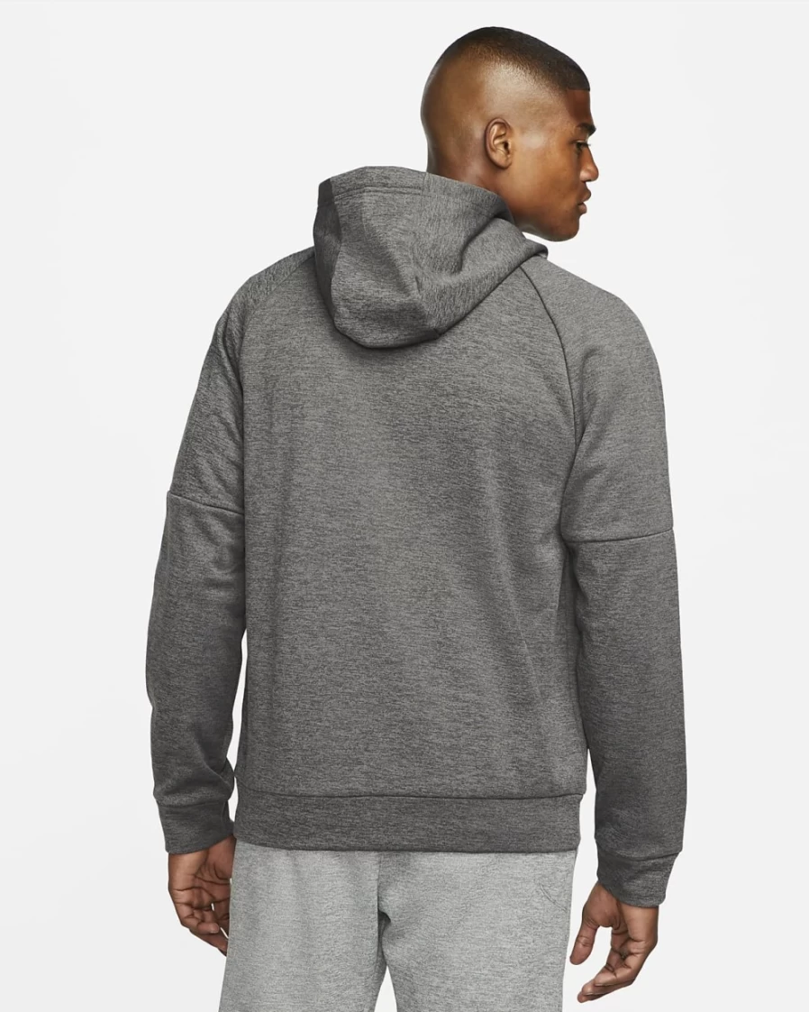 Nike Therma-FIT Men's Full-Zip Hoodie - Charcoal Heather, Dark Smoke Grey, Black | Lightweight Fitness Jacket for Training & Running