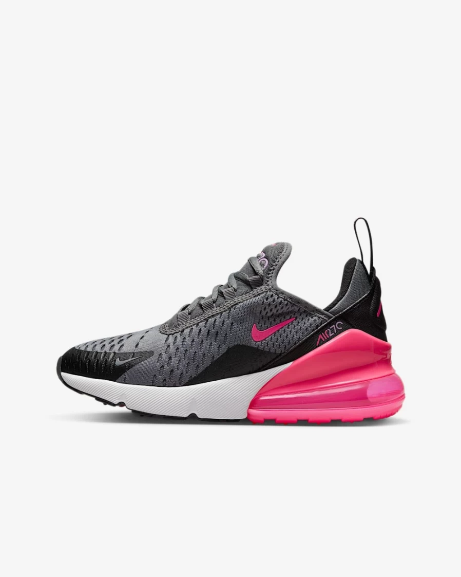Nike Air Max 270 Big Kids' Shoes for Boys & Girls in Smoke Grey/Black/White/Hyper Pink