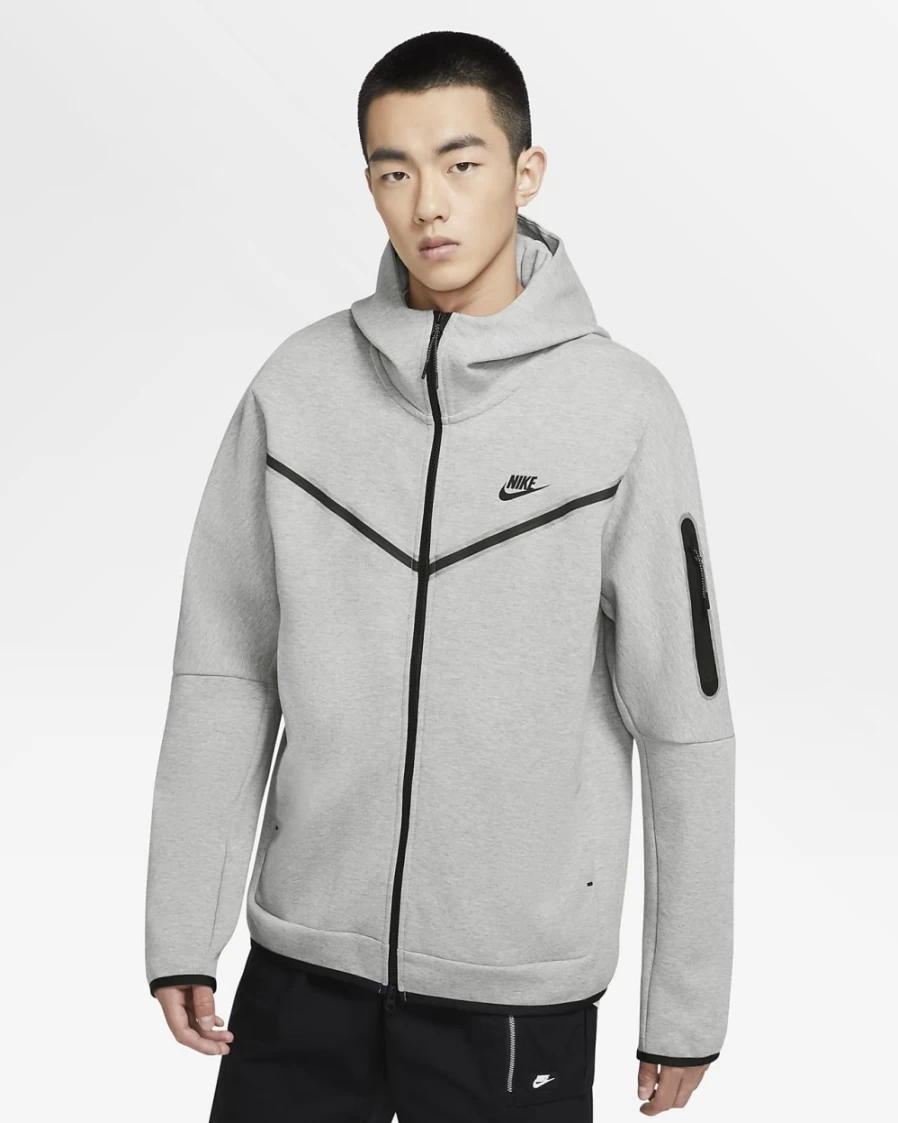 Nike Men's Tech Fleece Full-Zip Hoodie - Dark Grey Heather/Black, Sportswear Jacket