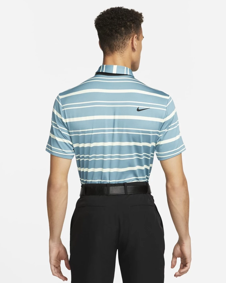 Nike Dri-FIT Tour Men's Golf Polo - Moisture-Wicking Mineral Teal/Citron Tint/Black Striped Performance Shirt