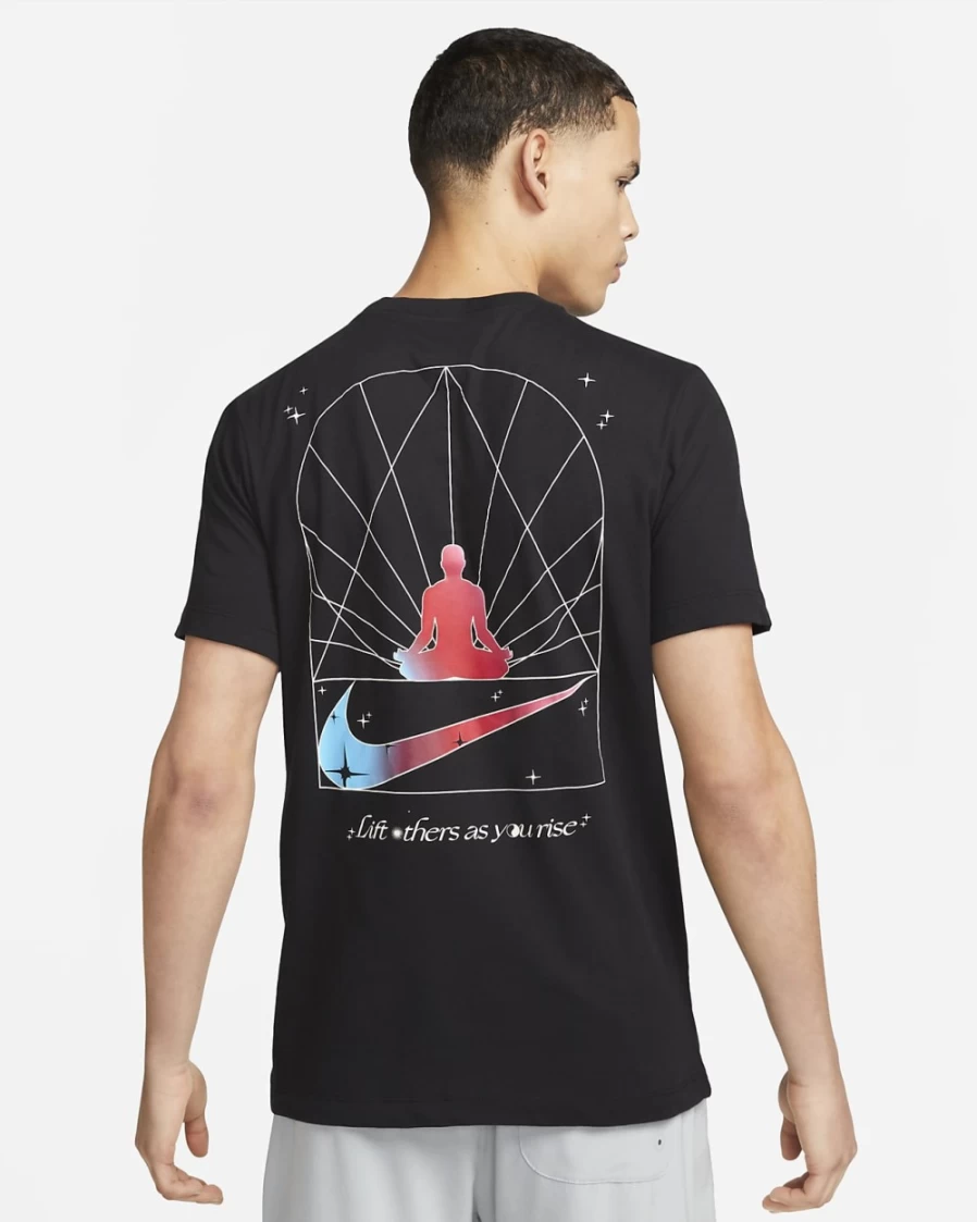 Nike Men's Dri-FIT Yoga T-Shirt - Breathable Workout Top - Black