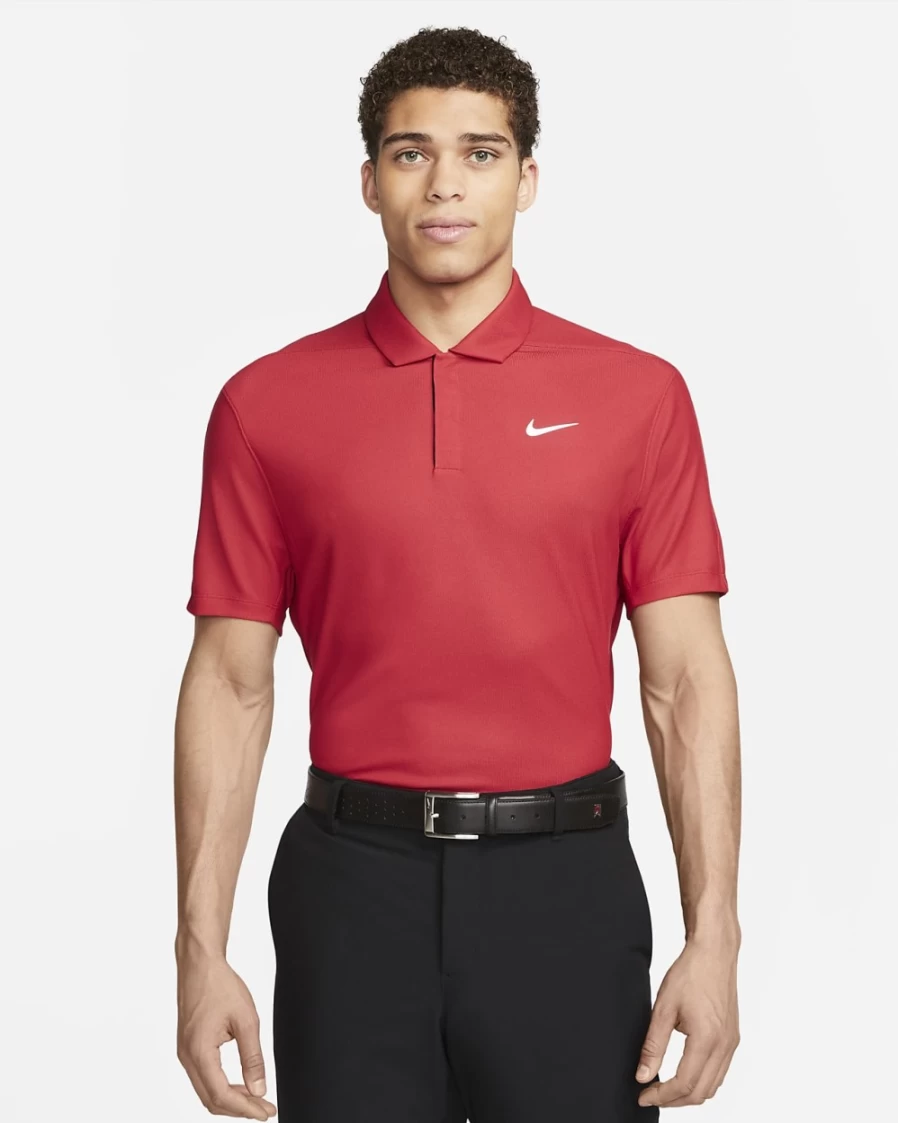 Nike Dri-FIT Tiger Woods Men's Golf Polo Shirt - Gym Red/University Red/White