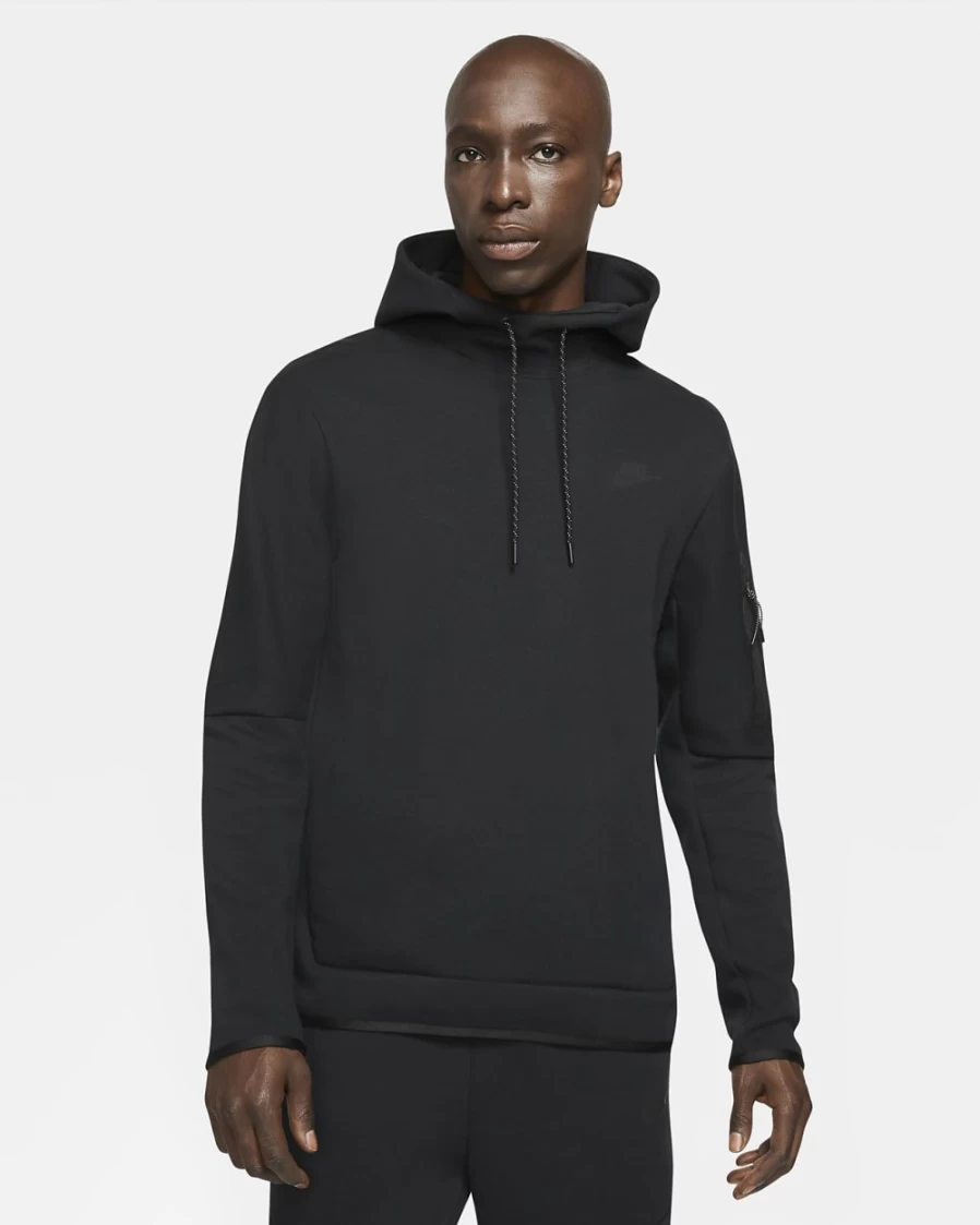 Nike Tech Fleece Men's Black Pullover Hoodie - Lightweight & Comfortable Sportswear