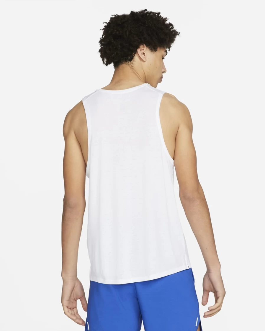 Nike Dri-FIT Miler Men's Running Tank Top - White Athletic Performance Shirt for Workouts & Training
