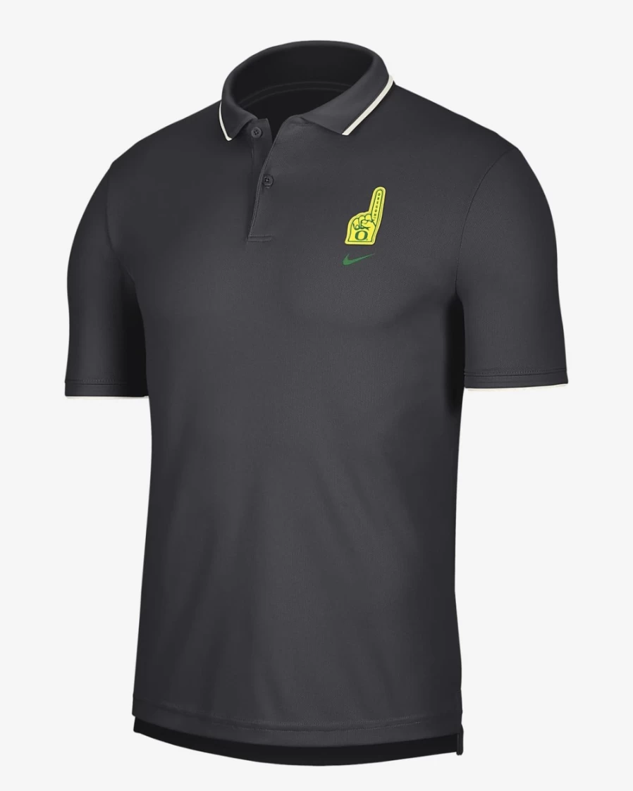 Nike Men's Dri-FIT Oregon Polo Shirt - Anthracite/Phantom/Apple Green, Moisture-Wicking Golf & Casual Performance Top