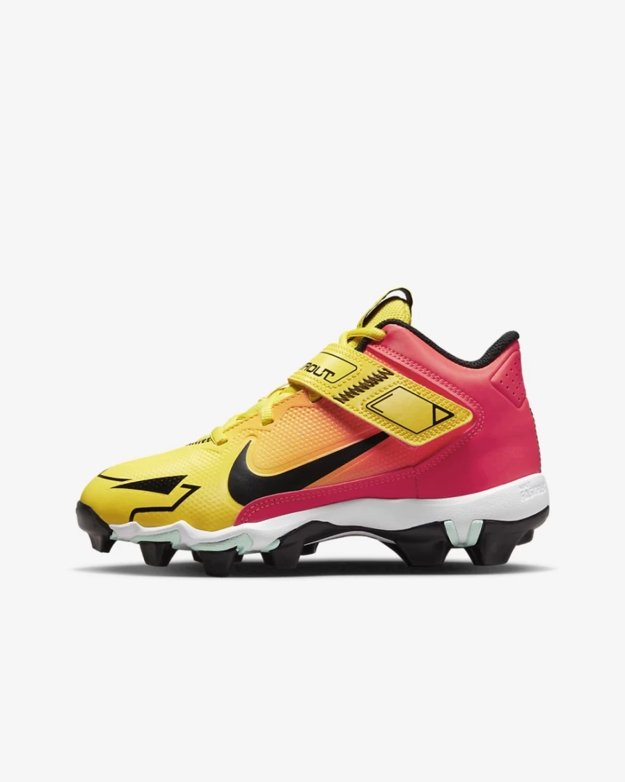 Nike Force Trout 8 Keystone Big Kids' Baseball Cleats for Boys & Girls - Yellow Strike/Bright Crimson/Mint Foam/Black