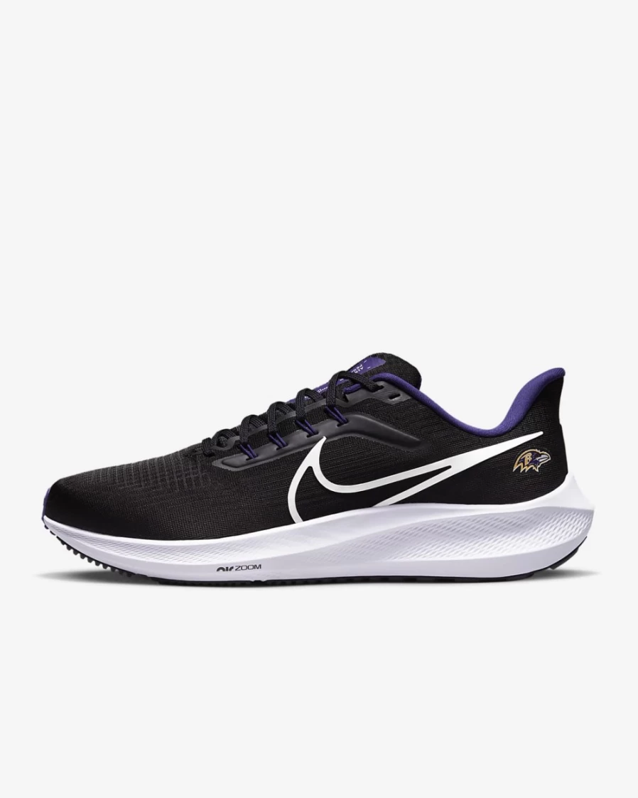 Nike Pegasus 39 Men's Road Running Shoes - NFL Baltimore Ravens Edition - Black/Black/Court Purple/White