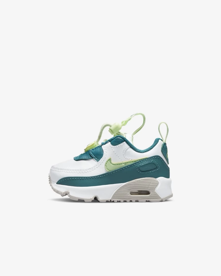 Nike Air Max 90 Toggle Baby Toddler Shoes - White/Bright Spruce/Phantom/Barely Volt - Unisex Boys Girls Sneakers