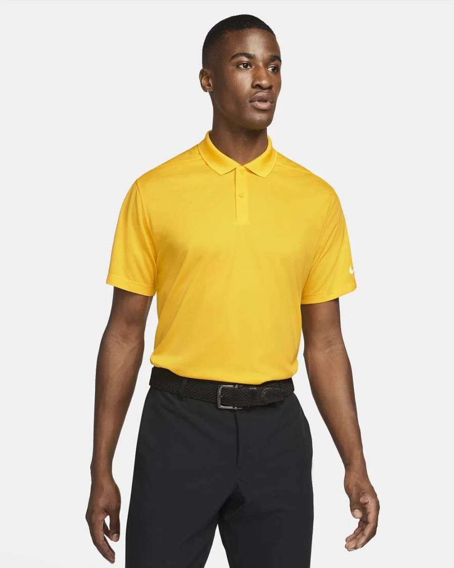 Nike Dri-FIT Victory Men's Golf Polo Shirt - Amarillo/White - Moisture-Wicking Performance Top