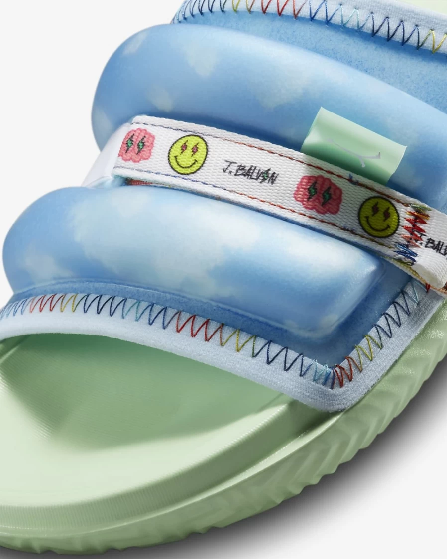 Nike Jordan Super Play J Balvin Men's Slides - Celestine Blue/Enamel Green/White Athletic Sandals