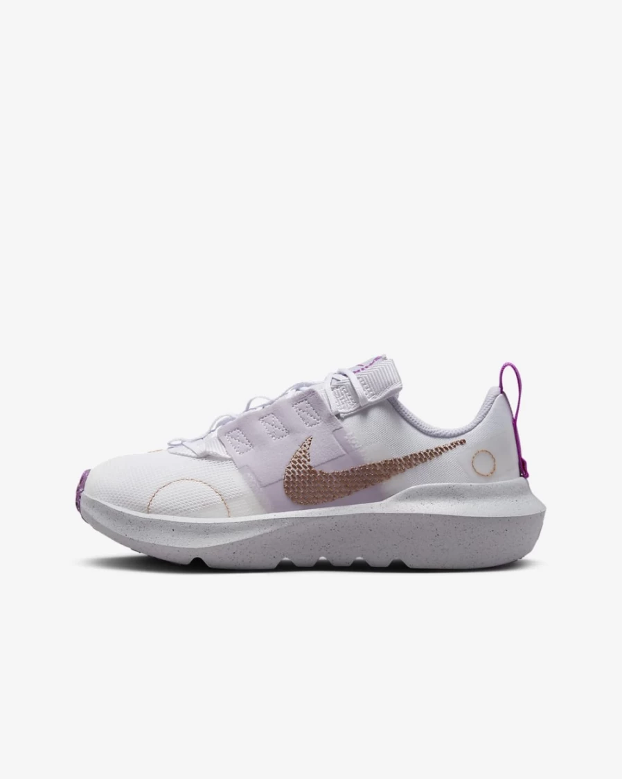 Nike Crater Impact Big Kids' Sneakers in White/Vivid Purple/Violet Frost/Metallic Copper for Boys and Girls