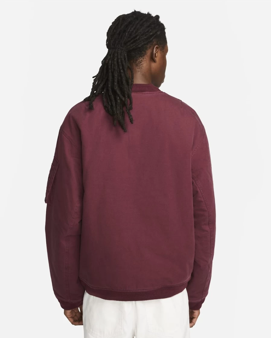 Nike Men's Night Maroon & White Woven Flight Jacket - Lightweight Casual Outerwear